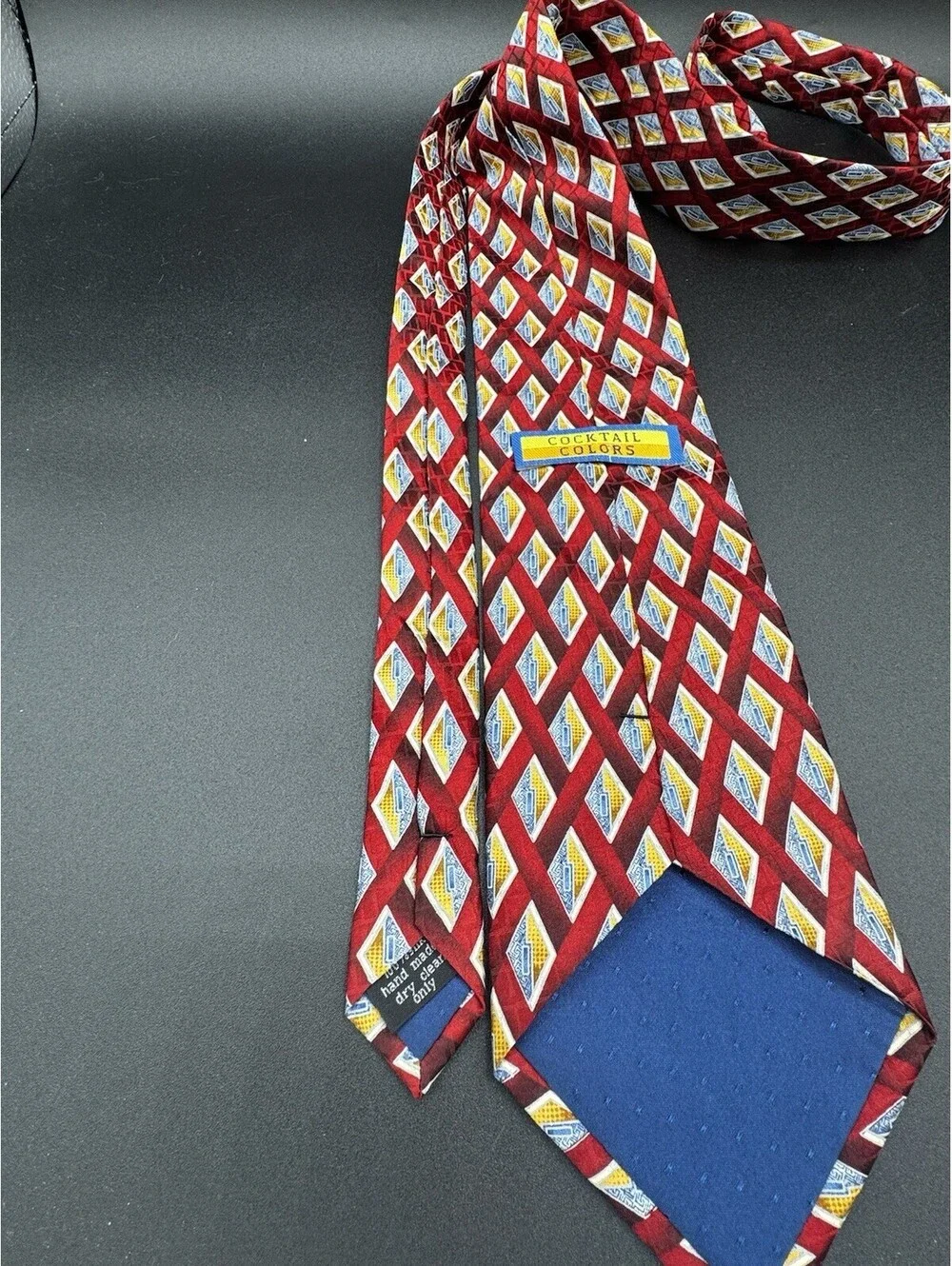 Vintage Cocktail Colors Silk Tie Red Geometric Retro 58” x 4”